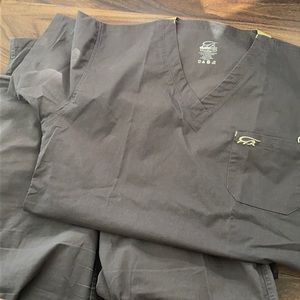 IguanaMed Gray Scrubs Set - Women’s Scrub Top Size L and Unisex Scrub Bottom